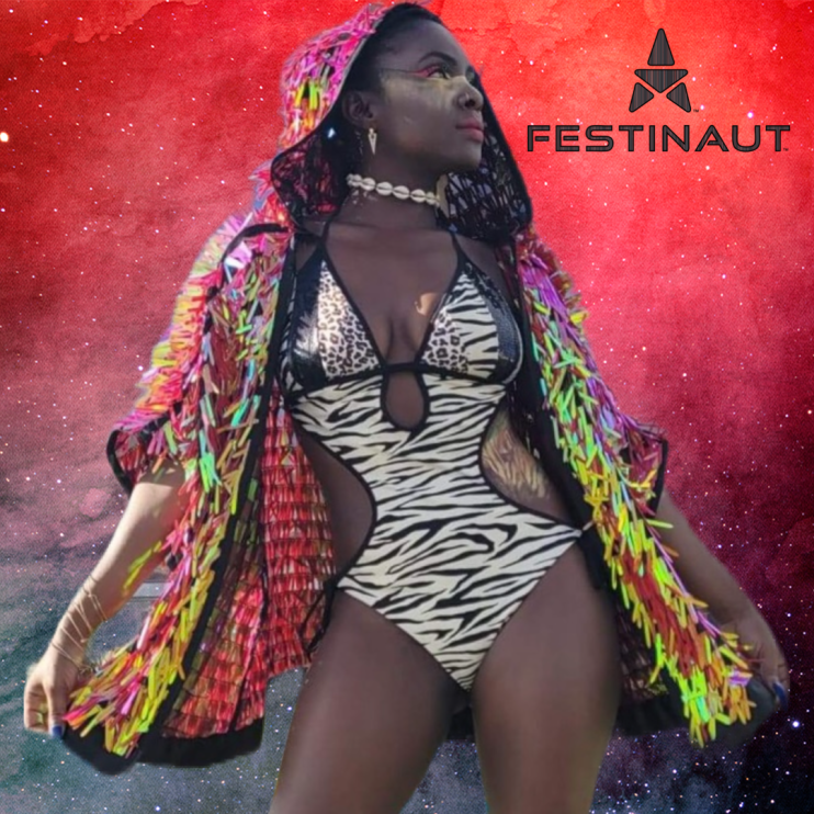 Best of Festinaut- Phoenix Kimono made in holographic fire red unicorn sword shard sequins 1