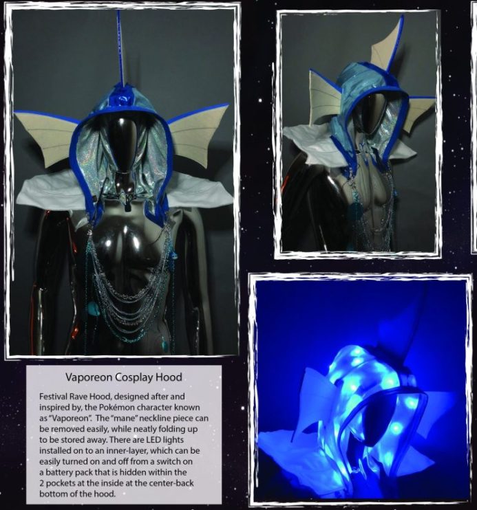 Best of Festinaut- Vaporeon Cosplay Rave Hood and Mane Look 1_Vaporeon Rave Cosplay Design Board